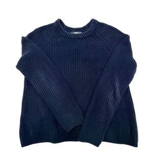 Quince women’s Black Fisherman Knit Cotton Sweater size M relax fit excellent